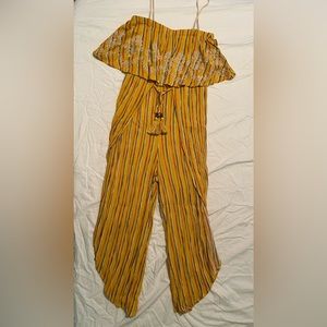 coco & jaimeson yellow striped jumpsuit